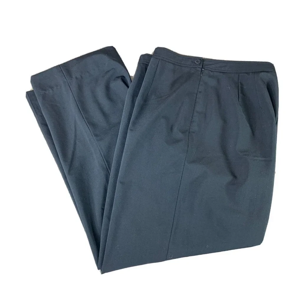 Talbots Stretch Pants Womens Size 12 Black Slacks Hip Zip Button Close Pleats - Picture 1 of 9